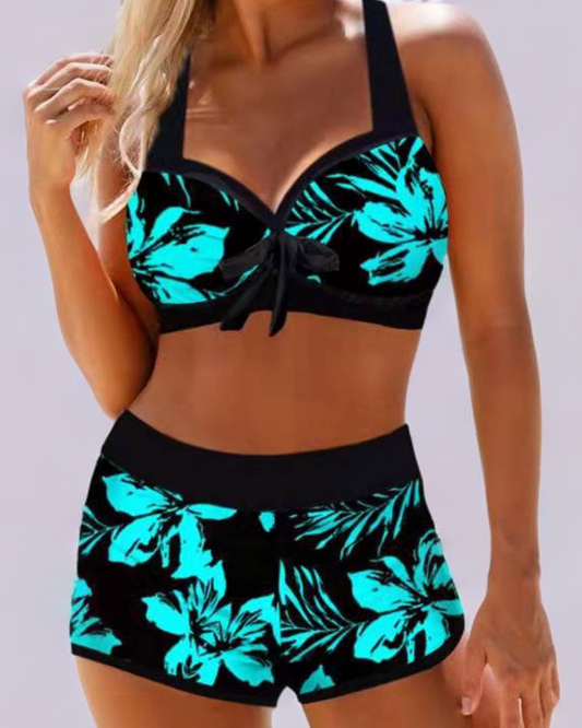 Anna | Badpak met hoge taille en bloemenprint