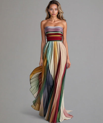 Sunset Breeze | Kleurrijke strapless jurk